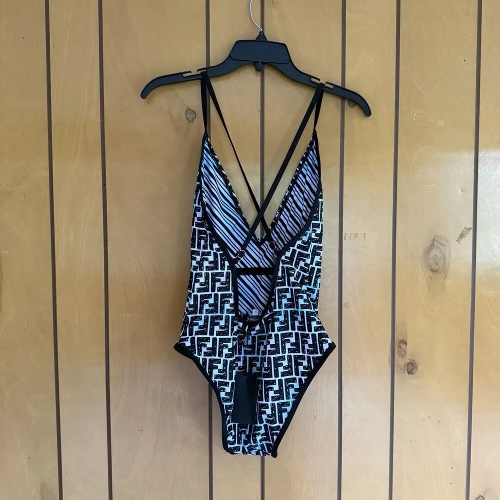 NWT Fendi X Joshua Vides Ff Print Swimsuit In Blue Womens Large One Piece Bikini - Picture 5 of 7